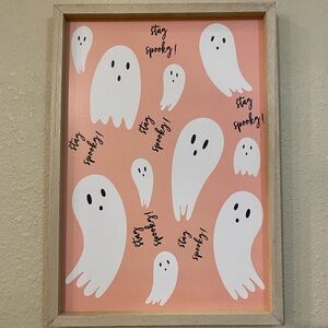 Halloween White Ghosts Pink Sign